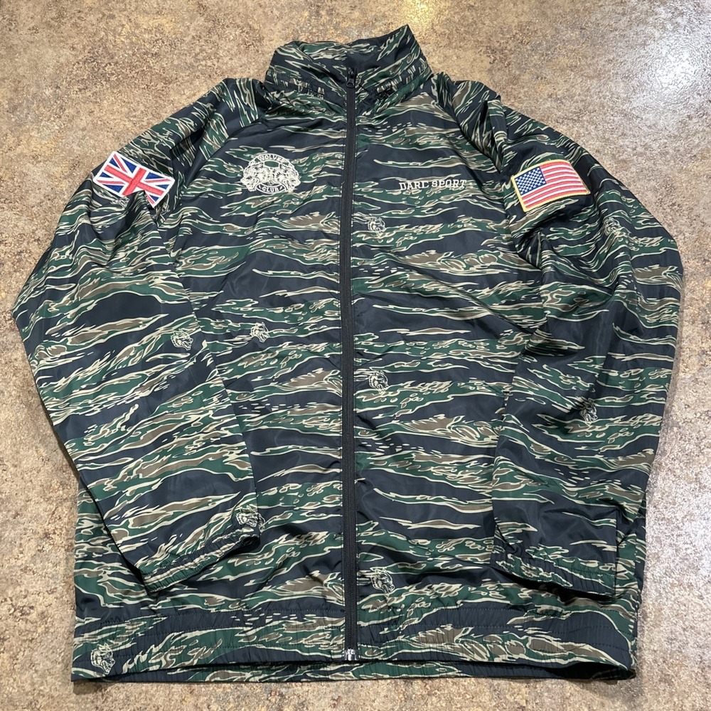Darc Sport Tiger Stripe Windbreaker Jacket in Green and Black